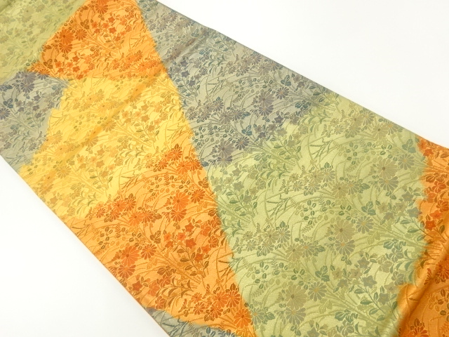 切り嵌め風秋草模様織り出し袋帯